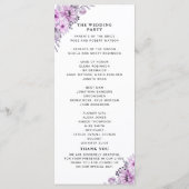 Elegant Violet Watercolor Flowers - Wedding Programmakaart (Achterkant)