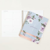 Elegant Violet Waterverf Florals Roos Gold Stripe Planner (Display)