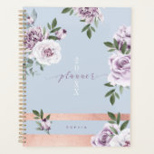 Elegant Violet Waterverf Florals Roos Gold Stripe Planner (Voorkant)