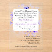 Elegant Violets Catholic Wedding Invitation Acryl Uitnodigingen (Voorkant)
