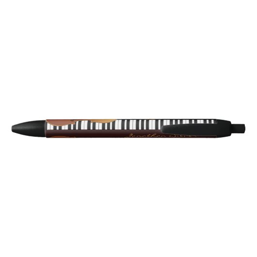 Elegant Violin en Piano Key Music Teache Zwarte Inkt Pen (Achterkant)