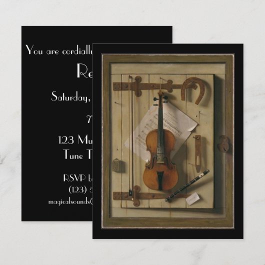 Elegant  Violin Music Overweging Uitnodigingen (Voorkant / Achterkant)