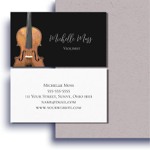 Elegant Violin Musical Violinist Black White Visitekaartje