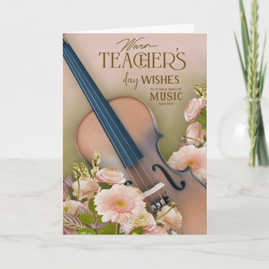 Elegant violin Teacher’s Day Floral Kaart (Voorkant)
