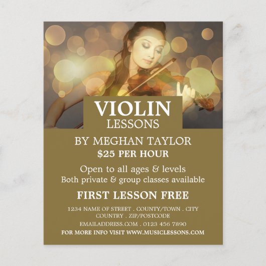 Elegant Violinist, Violin Lessons Adverteren Flyer (Voorkant)