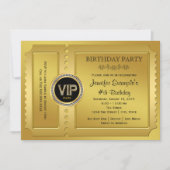 Elegant VIP Golden Ticket Verjaardagsfeest Kaart (Voorkant)