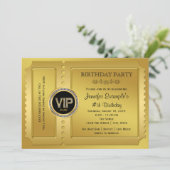 Elegant VIP Golden Ticket Verjaardagsfeest Kaart (Staand voorkant)