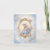 Elegant Virgin Mary Religious Catholic Floral  Feestdagen Kaart (Voorkant)