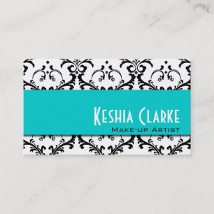 Elegant Visitekaartje Aqua Blue Damask