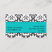 Elegant Visitekaartje Aqua Blue Damask (Achterkant)