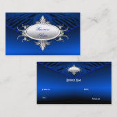 Elegant Visitekaartje Art Deco Blauw Zilver Plaque (Voorkant / Achterkant)