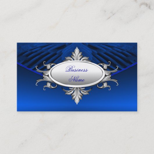 Elegant Visitekaartje Art Deco Blauw Zilver Plaque (Voorkant)