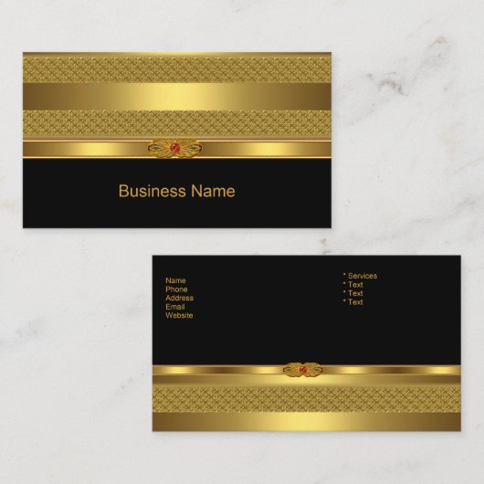 Elegant Visitekaartje Gold Deco Red Jewel Afbeeldi (Voorkant / Achterkant)