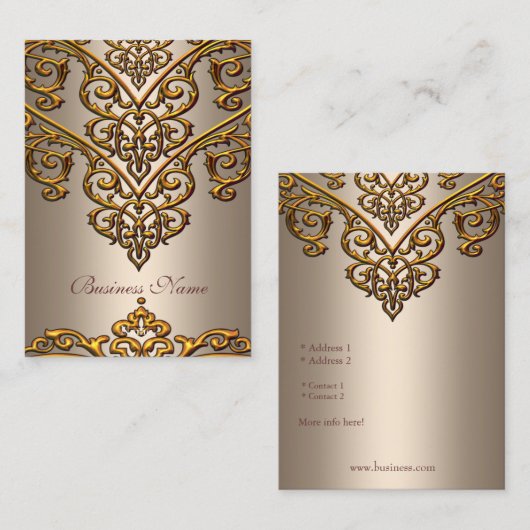 Elegant Visitekaartje Gold op Coffee Overlay (Voorkant / Achterkant)
