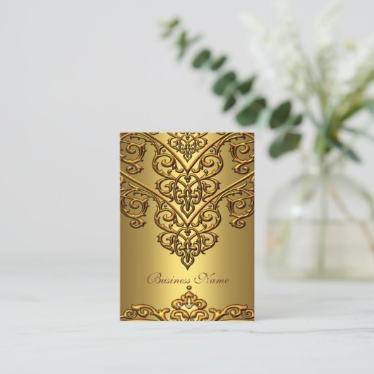 Elegant Visitekaartje Gold op Gold Overlay (Staand voorkant)