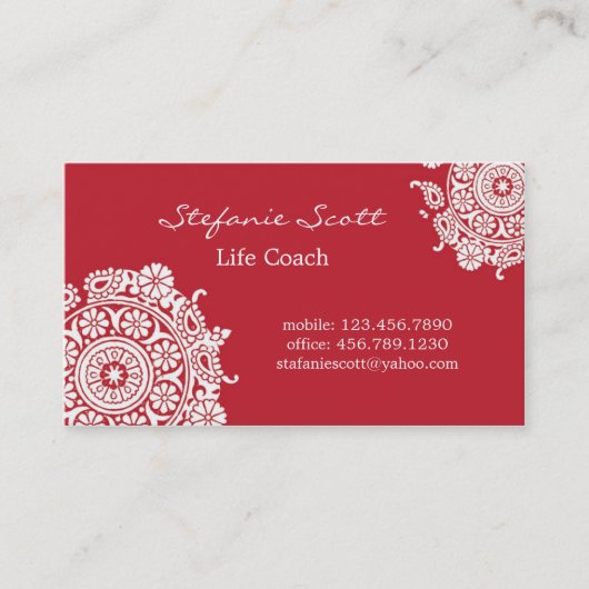 Elegant Visitekaartje in rood en wit (Voorkant)