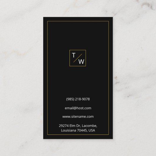 Elegant Visitekaartje in zwart, wit en goud (Achterkant)