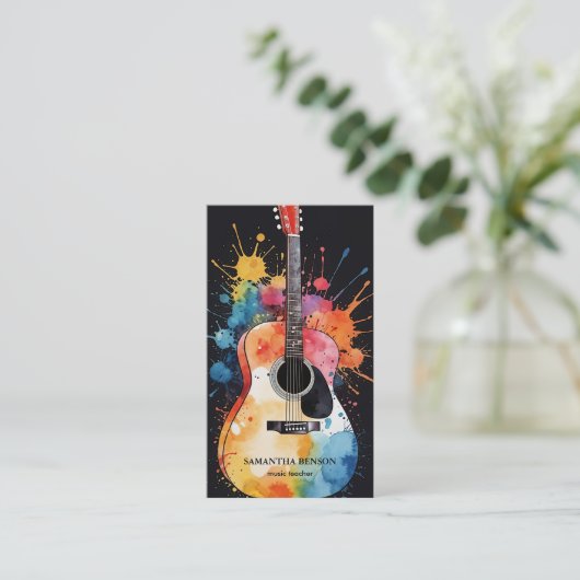 Elegant Visitekaartje met gitaar (Staand voorkant)