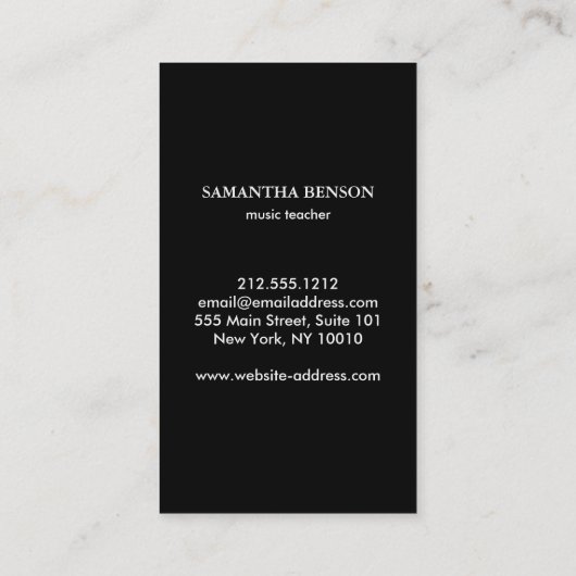 Elegant Visitekaartje met gitaar (Achterkant)
