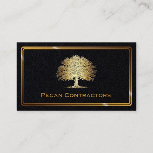 Elegant Visitekaartje met metalen gouden eik (Voorkant)