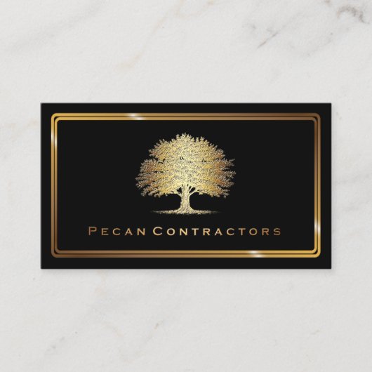 Elegant Visitekaartje met metalen gouden eik (Voorkant)