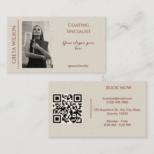 Elegant Visitekaartje met QR-code en foto (Voorkant / Achterkant)