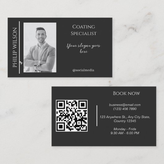 Elegant Visitekaartje met QR-code en foto (Voorkant / Achterkant)