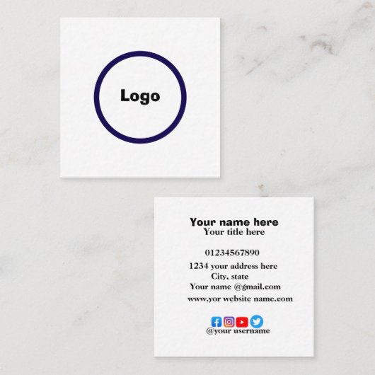 Elegant Visitekaartje op maat | Minimale professio (Voorkant / Achterkant)