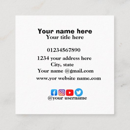 Elegant Visitekaartje op maat | Minimale professio (Achterkant)