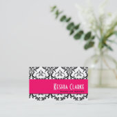 Elegant Visitekaartje Roze Damask (Staand voorkant)