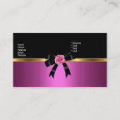 Elegant Visitekaartje Roze Rose Zwart Gouden Boog (Achterkant)