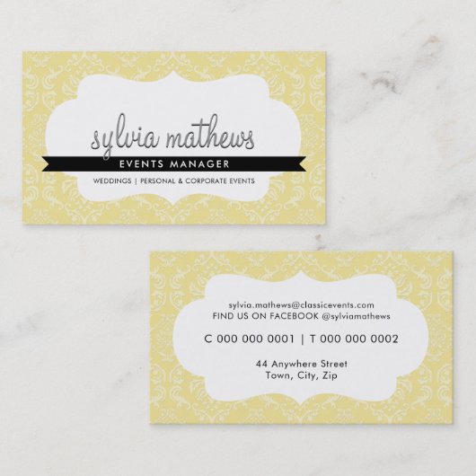 ELEGANT VISITEKAARTJE :: stijlvol damast lijst 2 (Voorkant / Achterkant)