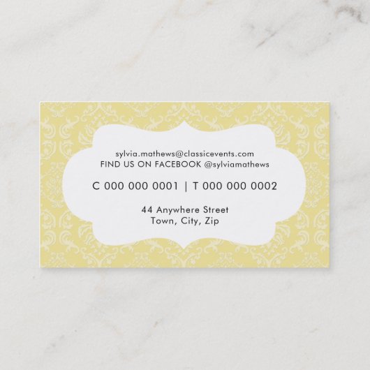 ELEGANT VISITEKAARTJE :: stijlvol damast lijst 2 (Achterkant)