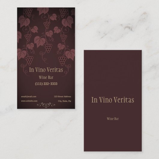 Elegant  Visitekaartje van wijnstang (Voorkant / Achterkant)