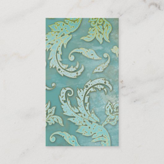 Elegant  Visitekaartje Verdigris Swirls Blu (Voorkant)