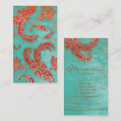 Elegant Visitekaartje Verdigris Swirls Red (Voorkant / Achterkant)