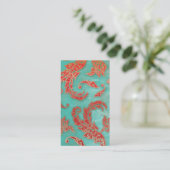 Elegant Visitekaartje Verdigris Swirls Red (Staand voorkant)