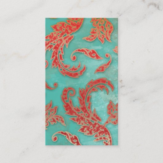 Elegant Visitekaartje Verdigris Swirls Red (Voorkant)