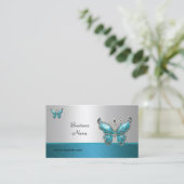 Elegant Visitekaartje Vlinder Blauwgroen Blauw 2 (Staand voorkant)
