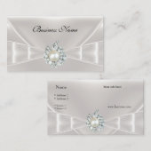 Elegant Visitekaartje Witte Silk Bow Jewel (Voorkant / Achterkant)