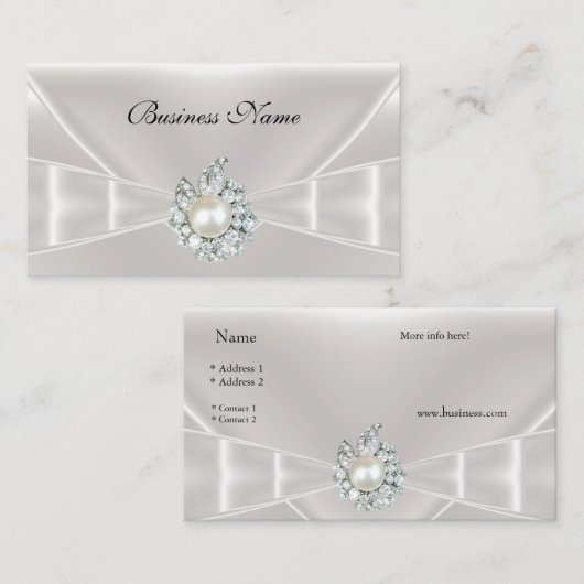 Elegant Visitekaartje Witte Silk Bow Jewel (Voorkant / Achterkant)