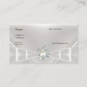 Elegant Visitekaartje Witte Silk Bow Jewel (Achterkant)