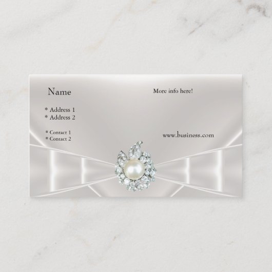 Elegant Visitekaartje Witte Silk Bow Jewel (Achterkant)