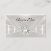 Elegant Visitekaartje Witte Silk Bow Jewel (Voorkant)