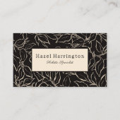 Elegant Visitekaartje zwart wit botanische bladere (Voorkant)