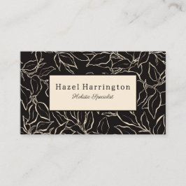 Elegant Visitekaartje zwart wit botanische bladere