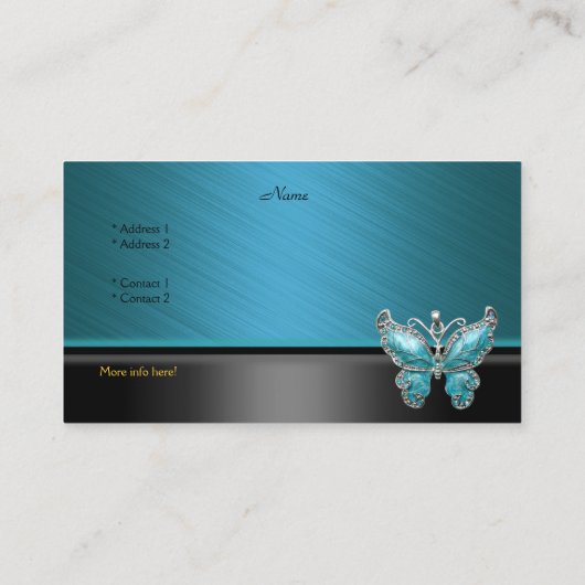 Elegant Visitekaartjes vlinder Blauwgroen blauw (Achterkant)