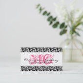Elegant Visitekaartjes Zebra Roze (Staand voorkant)