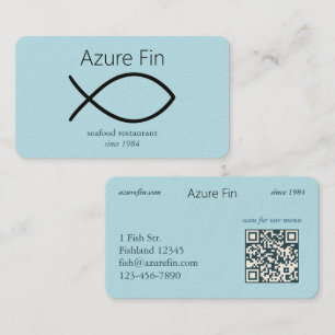 Elegant visrestaurant   FISH-Logo en QR-code Visitekaartje