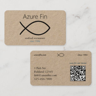 Elegant visrestaurant   FISH-Logo en QR-code Visitekaartje